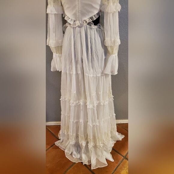 PatBo White Cutout Lace-Trim Linen V-Neck Maxi Dress – Women’s Designer Dress - Picture 16 of 16